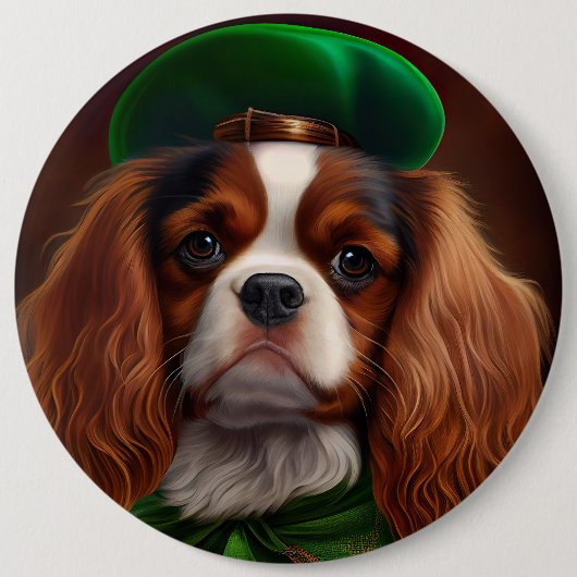 Cavalier King Charles Spaniel op St. Patrick's Dag Ronde Button 6,0 Cm (Voorkant)
