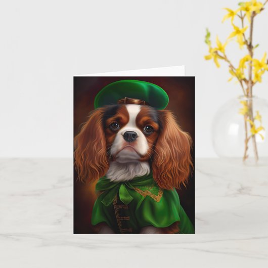 Cavalier King Charles Spaniel op St. Patrick's Day Kaart (Gele Bloem)