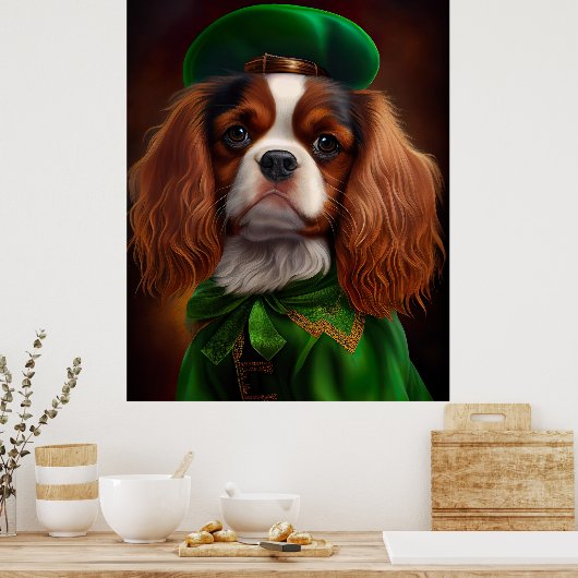 Cavalier King Charles Spaniel op St. Patrick's Day Poster (Keuken)