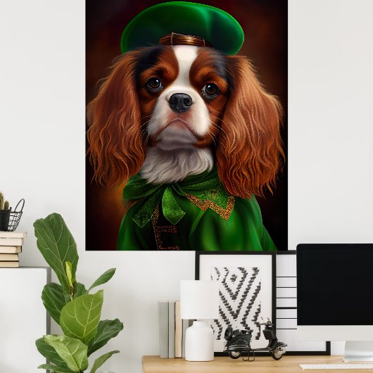 Cavalier King Charles Spaniel op St. Patrick's Day Poster (Thuiskantoor)