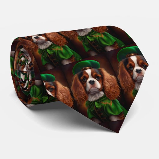 Cavalier King Charles Spaniel op St. Patrick's Day Stropdas (Opgerold)