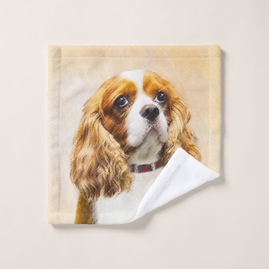 Cavalier King Charles Spaniel Original Painting Bad Handdoek (Wasdoekje)