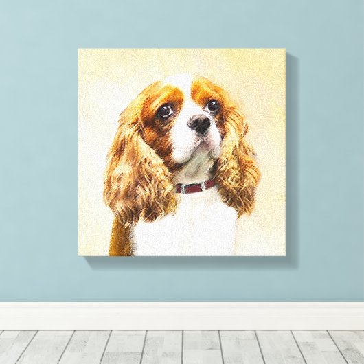 Cavalier King Charles Spaniel Original Painting Canvas Afdruk (Insitu (Houten vloer))