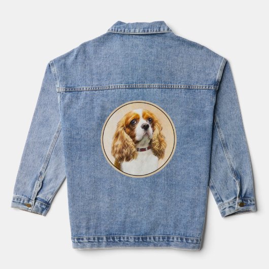 Cavalier King Charles Spaniel Original Painting Denim Jacket (Achterkant)