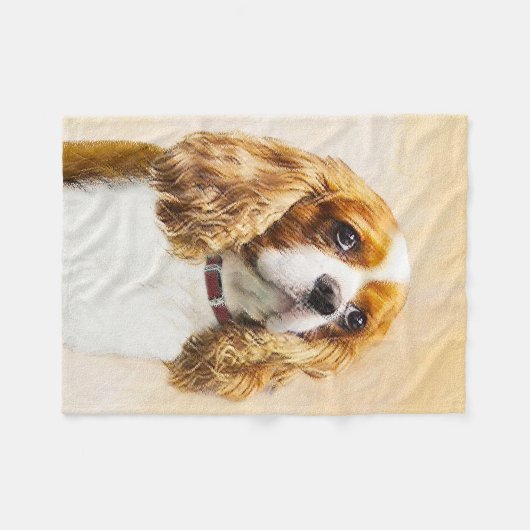 Cavalier King Charles Spaniel Original Painting Fleece Deken (Voorkant (Horizontaal))