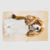 Cavalier King Charles Spaniel Original Painting Golfhanddoek (Horizontaal)