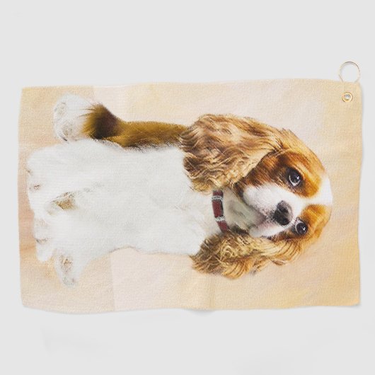 Cavalier King Charles Spaniel Original Painting Golfhanddoek (Horizontaal)