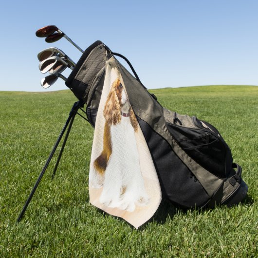 Cavalier King Charles Spaniel Original Painting Golfhanddoek (Groen)