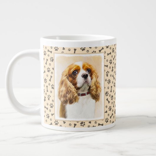 Cavalier King Charles Spaniel Original Painting Grote Koffiekop (Links)