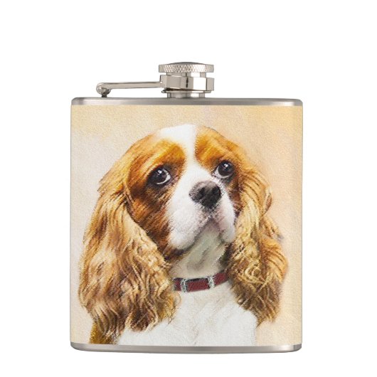Cavalier King Charles Spaniel Original Painting Heupfles (Voorkant)