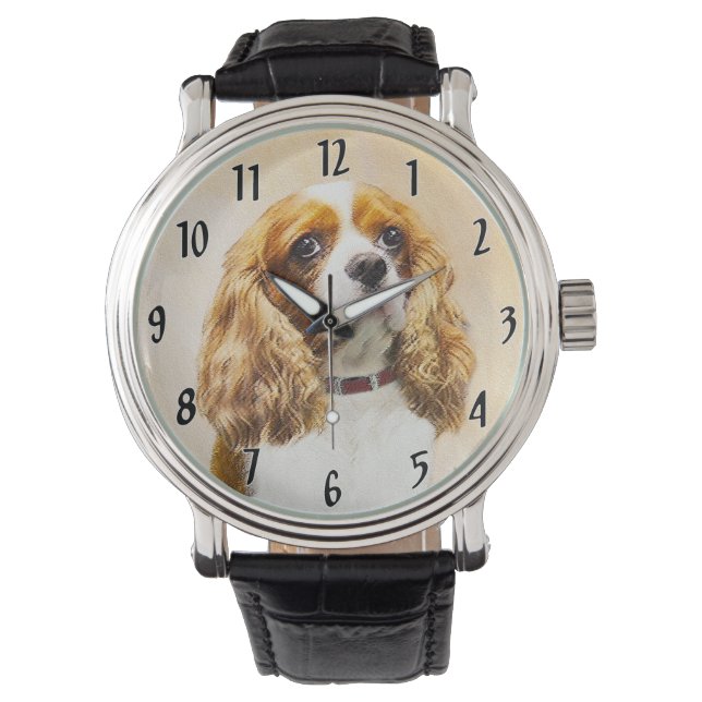 Cavalier King Charles Spaniel Original Painting Horloge (Voorkant)