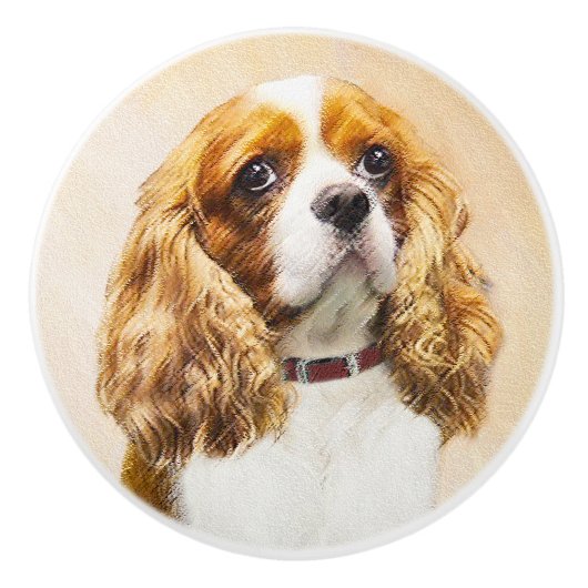 Cavalier King Charles Spaniel Original Painting Keramische Knop (Voorkant)