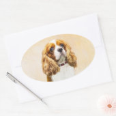 Cavalier King Charles Spaniel Original Painting Ovale Sticker (Envelop)
