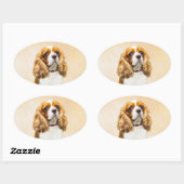 Cavalier King Charles Spaniel Original Painting Ovale Sticker (Vel)