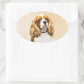 Cavalier King Charles Spaniel Original Painting Ovale Sticker (Tas)