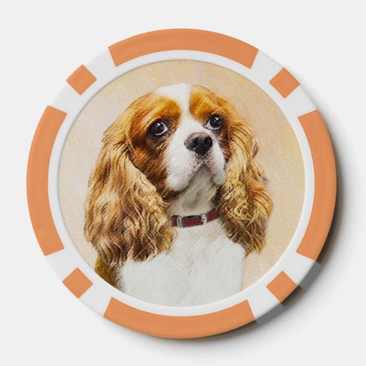Cavalier King Charles Spaniel Original Painting Poker Chips (Achterkant)