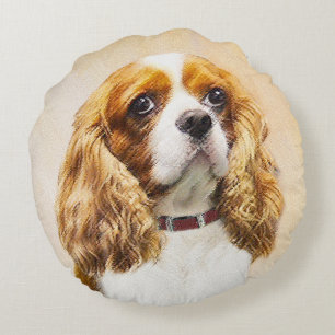 Cavalier King Charles Spaniel Original Painting Rond Kussen