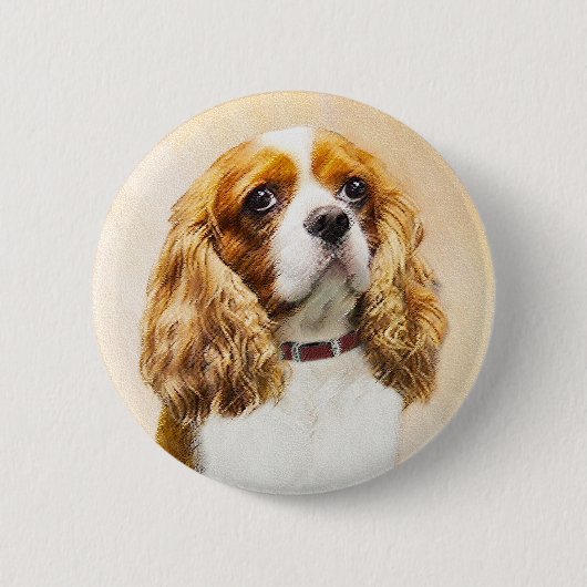 Cavalier King Charles Spaniel Original Painting Ronde Button 5,7 Cm (Voorkant)