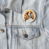 Cavalier King Charles Spaniel Original Painting Ronde Button 5,7 Cm (In situ)
