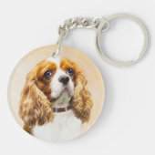 Cavalier King Charles Spaniel Original Painting Sleutelhanger (Achterkant)