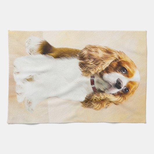 Cavalier King Charles Spaniel Original Painting Theedoek (Horizontaal)