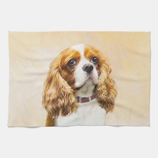 Cavalier King Charles Spaniel Original Painting Theedoek (Horizontaal)