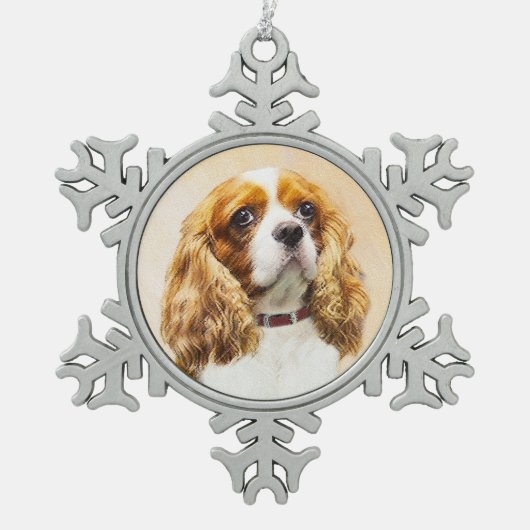 Cavalier King Charles Spaniel Original Painting Tin Sneeuwvlok Ornament (Voorkant)