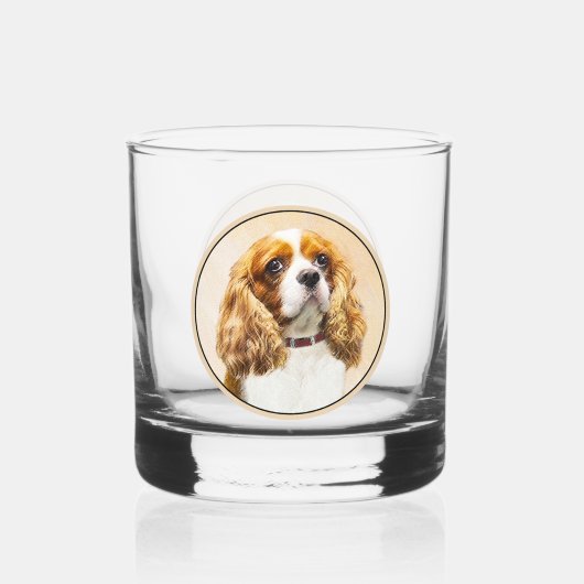 Cavalier King Charles Spaniel Original Painting Whisky Glas (Voorkant)