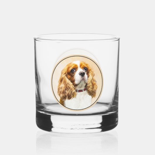 Cavalier King Charles Spaniel Original Painting Whisky Glas (Achterkant)