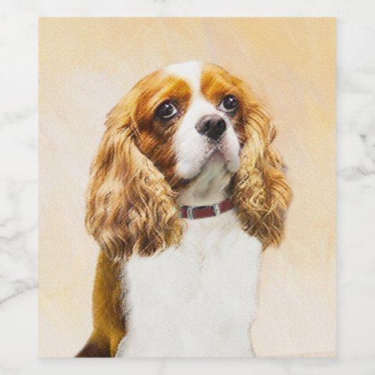 Cavalier King Charles Spaniel Original Painting Wijn Etiket (Enkel label)