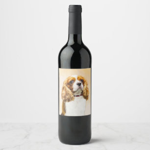Cavalier King Charles Spaniel Original Painting Wijn Etiket