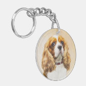 Cavalier King Charles Spaniel origineel schilderij Sleutelhanger (Voorkant Links)