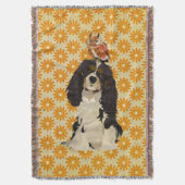 Cavalier King Charles Spaniel & Owl Throw Blanket Deken (Voorkant Verticaal)