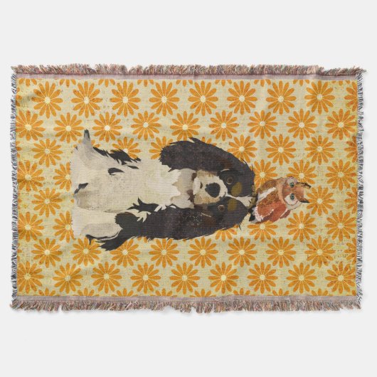 Cavalier King Charles Spaniel & Owl Throw Blanket Deken (Voorkant)