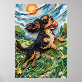 Cavalier King Charles Spaniel Papieren Knipkunst L Poster