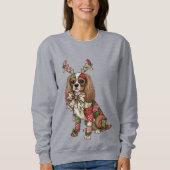 Cavalier King Charles Spaniel Patchwork Christmas Trui (Voorkant)