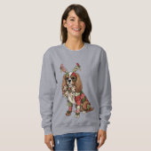 Cavalier King Charles Spaniel Patchwork Kerstmis Trui (Voorkant volledig)
