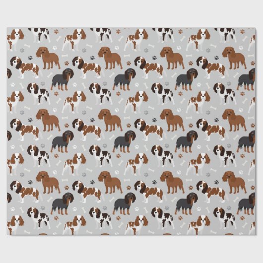 Cavalier King Charles Spaniel Paws and Botten Wrap Cadeaupapier (Vlak)