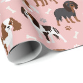 Cavalier King Charles Spaniel Paws and Botten Wrap Cadeaupapier (Rol Hoek)