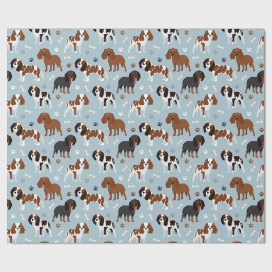 Cavalier King Charles Spaniel Paws en Botten Cadeaupapier (Vlak)