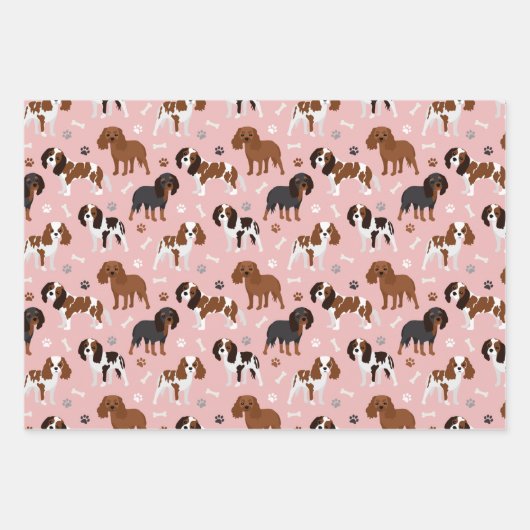 Cavalier King Charles Spaniel Paws en Botten Inpakpapier Vel (Voorkant 2)