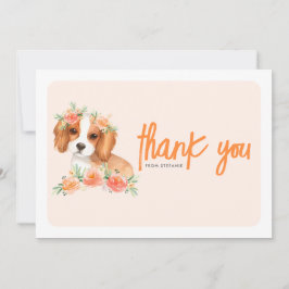Cavalier King Charles Spaniel Peach Floral Bedankkaart