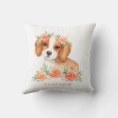 Cavalier King Charles Spaniel Peach Floral Nursery Kussen (Achterkant)
