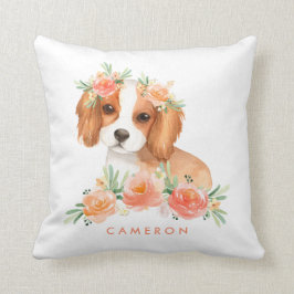 Cavalier King Charles Spaniel Peach Floral Nursery Kussen