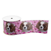 Cavalier King Charles Spaniel Peonies Satijnen Lint (Spoel)