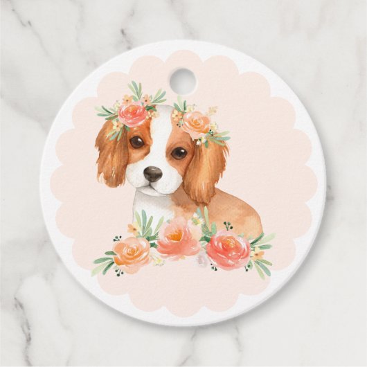 Cavalier King Charles Spaniel Perzik Hond Dank u Bedankjes Labels (Voorkant)