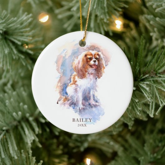 Cavalier King Charles Spaniel Pet Dog Custom Keramisch Ornament (Boom)
