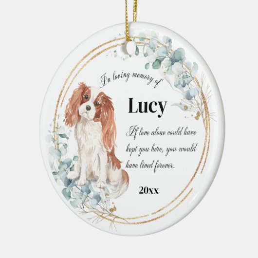 Cavalier King Charles Spaniel Pet Memorial Keramisch Ornament (Links)