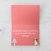 Cavalier King Charles Spaniel Pink Happy Birthday Kaart (Binnen)