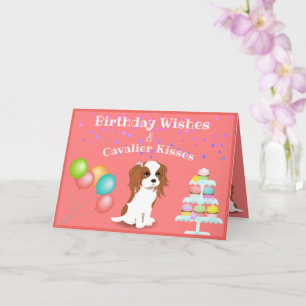 Cavalier King Charles Spaniel Pink Happy Birthday Kaart